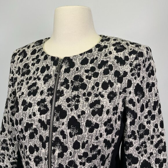 Lafayette 148 New York Wool Blend Leopard Print Black Blazer Jacket Women’s 2 - Picture 4 of 7